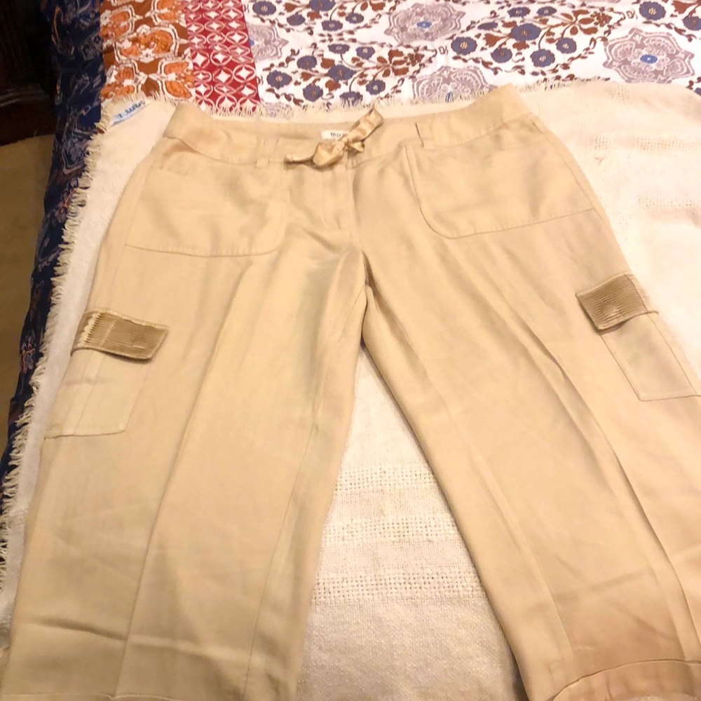 White House Black market silk beige capri pants